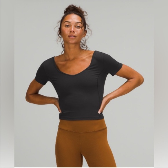 Lululemon Align Tee Cropped Short Sleeve Black Size 12? 18.5” P2P - Picture 1 of 5